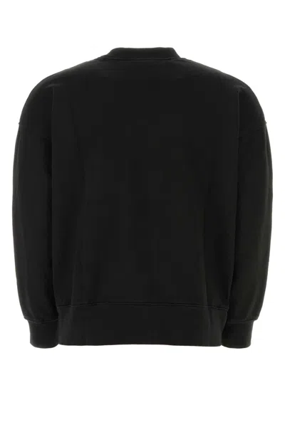 Palm Angels Black Cotton Sweatshirt In Blackgree