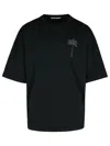 Palm Angels Blue Cotton T-shirt With Palm Print And Logo