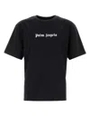 Palm Angels Blue Cotton T-shirt With Palm Print And Logo
