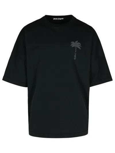 PALM ANGELS PALM ANGELS BLACK COTTON T-SHIRT