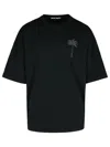 Palm Angels Blue Cotton T-shirt With Palm Print And Logo