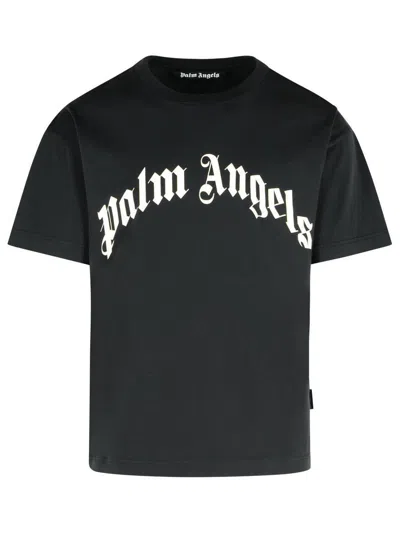 Palm Angels Relaxed Fit Black T-shirt With Bold Lettering