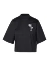 Palm Angels Cotton T-shirt With Embroidered Mock Neck In Black