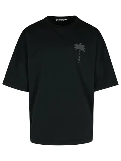 Palm Angels Black Cotton T-shirt Men In Black Vintage