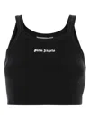 Palm Angels Black Cotton Cropped Top In Black
