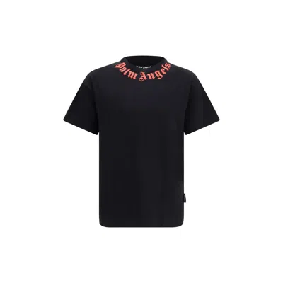 Palm Angels Men Black Neck Logo T-shirt, Xs Luxury T-shirts For Men Darveys