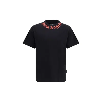 Palm Angels Men Black Neck Logo T-shirt, Xs Luxury T-shirts For Men Darveys