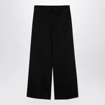 PALM ANGELS BLACK COTTON WIDE TROUSERS