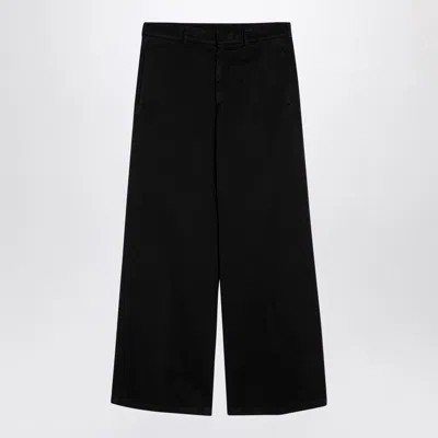 PALM ANGELS PALM ANGELS  BLACK COTTON WIDE TROUSERS