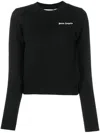 Palm Angels Cropped Pullover With Embroidered Logo In Black