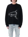 Palm Angels Broken Shark Print Sweatshirt In Black