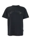 Palm Angels Black Crewneck T-shirt With Maxi Logo Print On The Front In Cotton Man