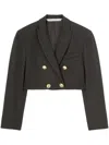 Palm Angels Double-breasted Cropped Blazer With Gold Button Accents In Black