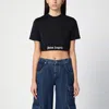 PALM ANGELS BLACK CROPPED T-SHIRT WITH LOGO