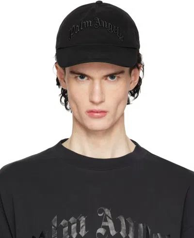 Palm Angels Black Curved Logo Cap In Black - Black
