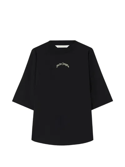 Palm Angels Curved Logo Oversized T-shirt In Black