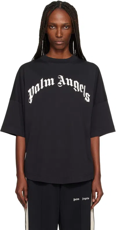 Palm Angels Crew Neck Short Sleeves Top In Black