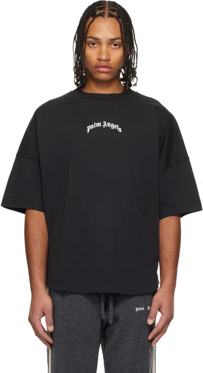 Palm Angels Back Curved Logo Oversized Short Sleeves T-shirt In Black