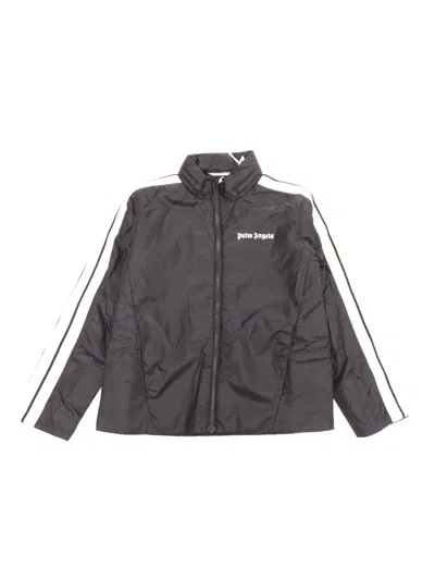 Palm Angels Kids' Black Down Jacket In Black White