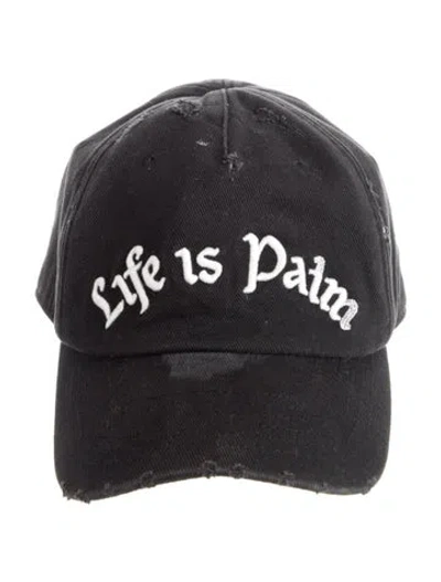 Pre-owned Palm Angels Black Embroidered Cap