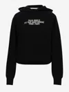 Palm Angels Black Embroidered Hoodie In Black