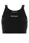 Palm Angels Black Cotton Cropped Top In Black