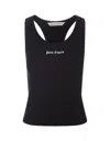 PALM ANGELS BLACK EMBROIDERED TANK TOP