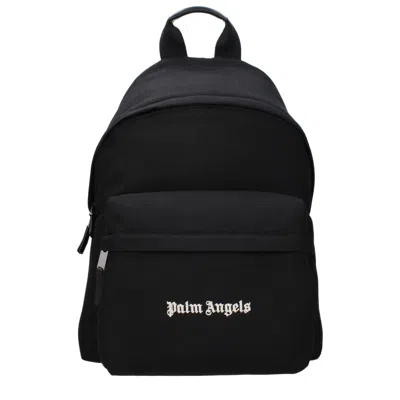 PALM ANGELS BLACK FABRIC BACKPACKS