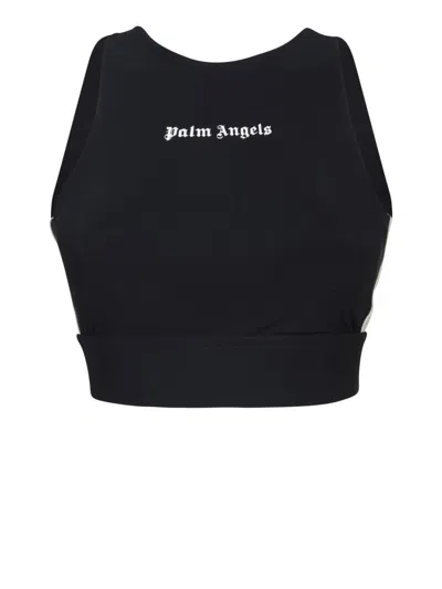Palm Angels Black Front Contrasting Logo Tops