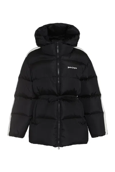 Palm Angels Black Hooded Down Jacket For Women By