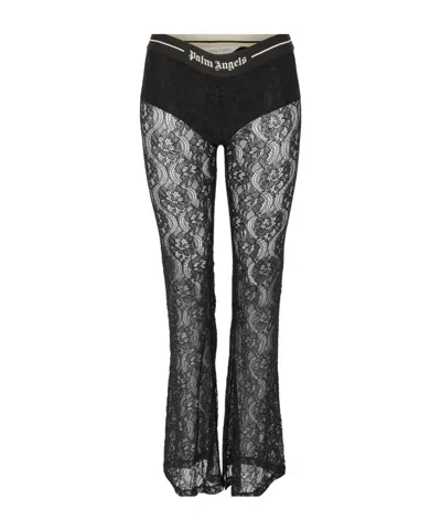 Palm Angels Black Fullflorallace Flare Trousers