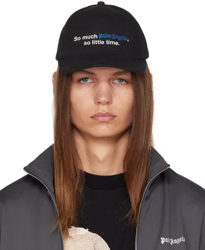 Palm Angels Black Hippie Cap In Black Blue