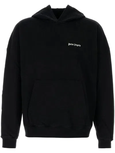 PALM ANGELS BLACK HOODIE WITH WHITE LOGO