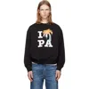 Palm Angels Black I Love Pa Regular Crew Pullover In Black