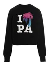 Palm Angels Graphic Print Crewneck Cotton Sweatshirt In Black