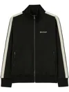 Palm Angels Black Jacket With High Collar And Zippered Pockets In Black