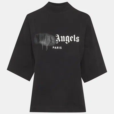 Pre-owned Palm Angels Black Jersey Logo Detail T-shirt S