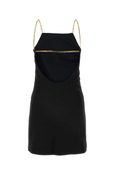 Palm Angels Black Jersey Mini Dress In Blackblack