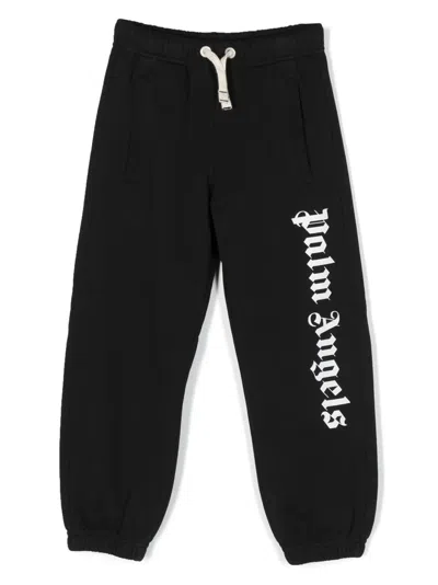 PALM ANGELS BLACK JOGGERS WITH LOGO