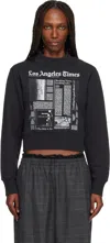 Palm Angels Black La Times Edition News Fitted Crew Sweatshirt In Multi