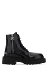 Palm Angels Ankle Leather Combat Boot In Black
