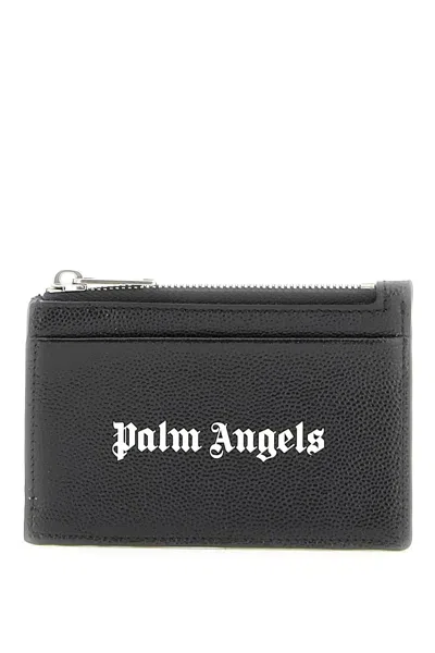 PALM ANGELS BLACK LEATHER CARD HOLDER