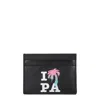 Palm Angels Black Leather Cardholder In Black