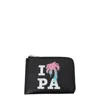Palm Angels Black Leather Cardholder In Black