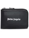 Palm Angels Rectangular Black Leather Card Wallet In Black