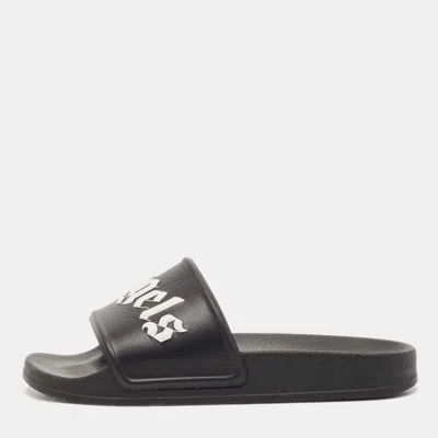 Palm Angels Black Leather Flat Slides