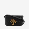 Palm Angels Black Leather Palm Beach Bridge Crossbody Bag In Black