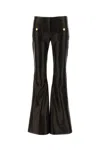 Palm Angels Leather Flared Leg Trousers With Front Patch Pockets In 1076