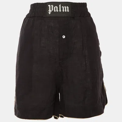 Palm Angels Black Linen Logo Detail Boxer Shorts