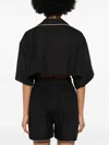 Palm Angels Palm Embroidered Cropped Bowling Shirt In Black